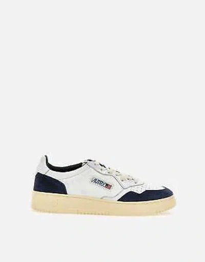 Pre-owned Autry Gs24 Leather Sneakers - White & Midnight Blue 100% Original