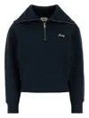 Autry Cotton Sweatshirt With High Collar And Ribbed Cuffs In Blue