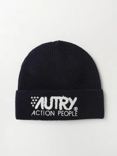 Autry Hat In Wool Blend With Embroidered Logo In Blue