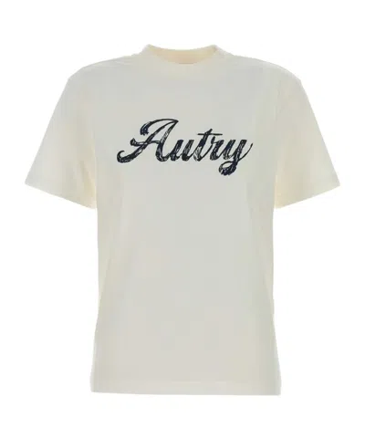 Autry Short Sleeve Crew Neck Cotton T-shirt In White