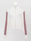 Autry High Collar Viscose Knit Sweatshirt Striped Sleeves In Multi