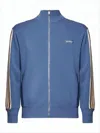 Autry High Collar Zip-up Jacket With Contrasting Stripes In Blue