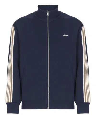 AUTRY HIGH NECK BLUE VISCOSE SWEATSHIRT