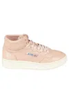 Autry High-top Leather Sneakers With Perforated Toe Box In Pink