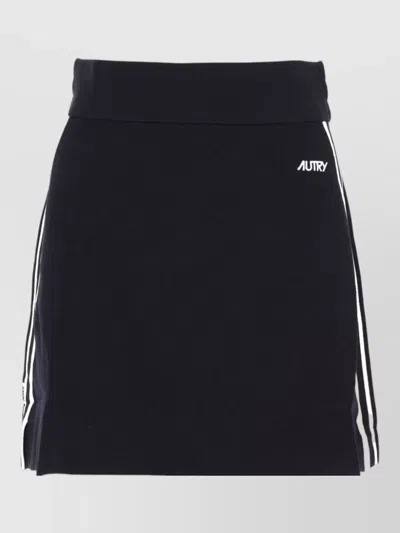Autry High Waist Logo Miniskirt Side Stripes In Black