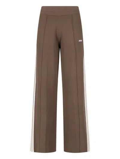 Autry Wide-leg Track Trousers With Contrast Side Stripes In Brown