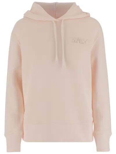 Autry Hooded Sweatshirt With Logo Embroidery And Elasticized Edges In Pink