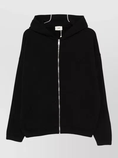 Autry Hooded Zip Sweatshirt Loose Fit In Black