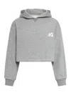 Autry Heathered Cropped Hoodie Ribbed Cuffs In Gray