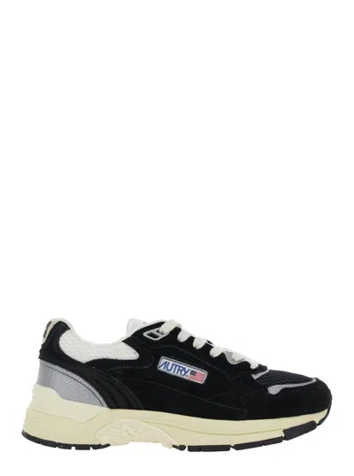 AUTRY 'HYPERWAY' BLACK LOW TOP SNEAKERS WITH LOGO PATCH ON TONGUE AND SIDE IN SUEDE AND MESH WOMAN