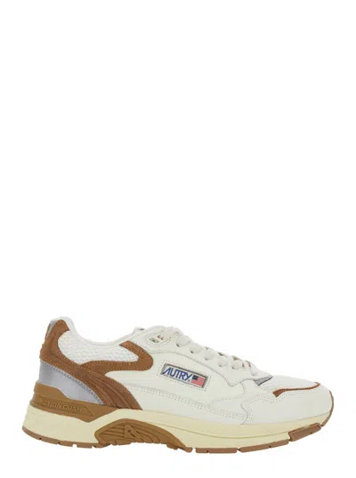 AUTRY 'HYPERWAY' BEIGE LOW TOP SNEAKERS WITH LOGO PATCH ON TONGUE AND SIDE IN TECH FABRIC MAN