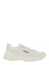 Autry Hyperway White Low Top Sneakers With Logo Patch On Tongue And Side In Tech Fabric Man In Neutral