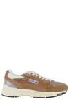 Autry Hyperway Sneakers In Cigar And Silver Mesh And Suede In Brown