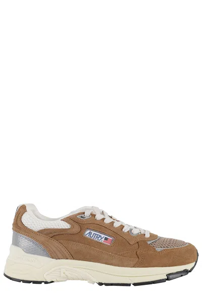 Autry Suede And Mesh Hyperway Sneakers In Brown