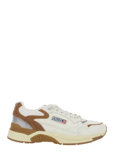 Autry Hyperway Beige Low Top Sneakers With Logo Patch On Tongue And Side In Tech Fabric Man In Neutral