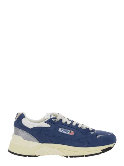 Autry Hyperway Blue Low Top Sneakers With Logo Patch On Tongue And Side In Tech Fabric Man