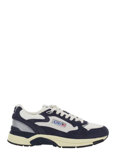 Autry Hyperway Blue Low Top Sneakers With Logo Patch On Tongue And Side In Tech Fabric Man
