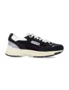 Autry Hyperway Black Low Top Sneakers With Logo Patch On Tongue And Side In Tech Fabric Man In Black