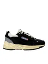 Autry Black Suede And Mesh Sneakers With Cream Cushioned Sole In Black