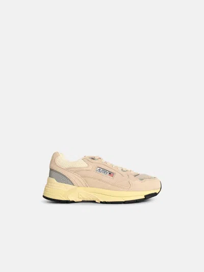 Autry 'hyperway Low' Sandand Silver Mesh And Suede Sneakers In White