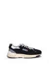 Autry Black Suede And Mesh Sneakers With Cream Cushioned Sole In Black
