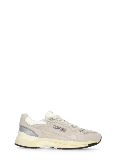 Autry Light Grey Leather And Mesh Hyperway Sneakers In Neutral