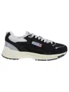 Autry Black Suede And Mesh Sneakers With Cream Cushioned Sole In Black