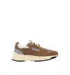 Autry Hyperway Beige Low Top Sneakers With Logo Patch On Side And Tongue In Suede And Mesh Woman In Brown