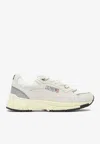 Autry Hyperway Mesh And Metallic Leather-trimmed Suede Sneakers In Gray