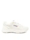 Autry Hyperway Sneakers In Whisper White Laminated Leather And Mesh In Neutral