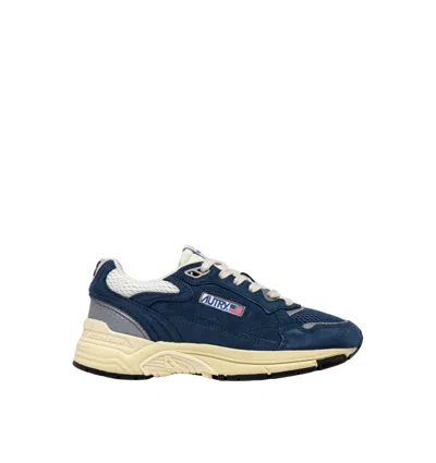 Autry Hyperway Leather-trimmed Suede And Mesh Sneakers In Blue