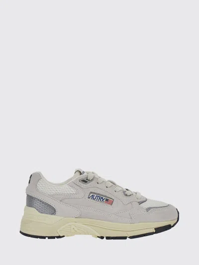 Autry Hyperway Low-top Trainers In Leather And Mesh With Bi In Gray
