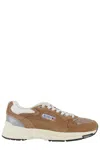 Autry Hyperway Sneakers In Cigar And Silver Mesh And Suede In Brown