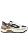 Autry Hyperway Metallic Leather Mesh Sneakers In Neutral