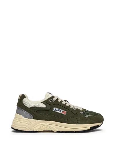 Autry Hyperway Low Mesh Suede Contrast Sneakers In Green