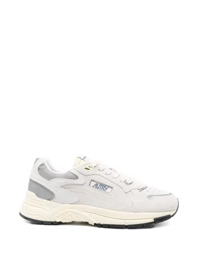 Autry Hyperway Sneakers In Mesh And Suede White Silver In Animal Print