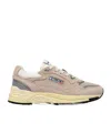 Autry Classic Leather And Mesh Panel Sneakers In Neutral
