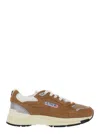 Autry Hyperway Beige Low Top Sneakers With Logo Patch On Side And Tongue In Suede And Mesh Woman In Brown