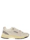 Autry Hyperway Mesh And Metallic Leather-trimmed Suede Sneakers In Neutral