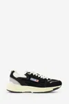 Autry Black Suede And Mesh Sneakers With Cream Cushioned Sole In Black