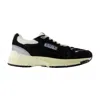 Autry Black Suede And Mesh Sneakers With Cream Cushioned Sole In Black