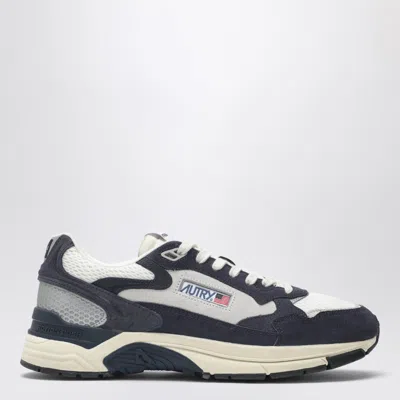 Autry Hyperway Sneakers In Blue And Silver Mesh And Suede