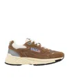 Autry Hyperway Sneakers In Cigar And Silver Mesh And Suede In Brown
