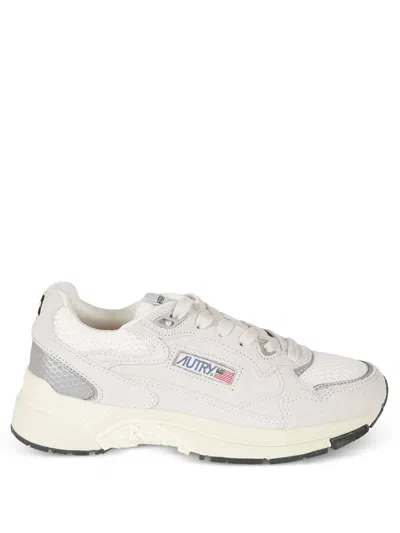 Autry Hyperway Sneakers In White And Silver Mesh And Suede In Multi