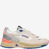 Autry Hyperway Sneakers In White And Peach Suede And Mesh In Multi