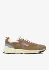 Autry Hyperway Suede And Mesh Low-top Sneakers In Brown