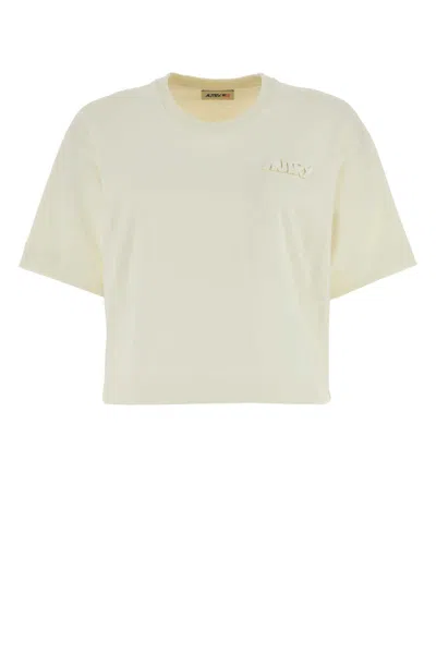Autry Ivory Cotton T-shirt In 519s