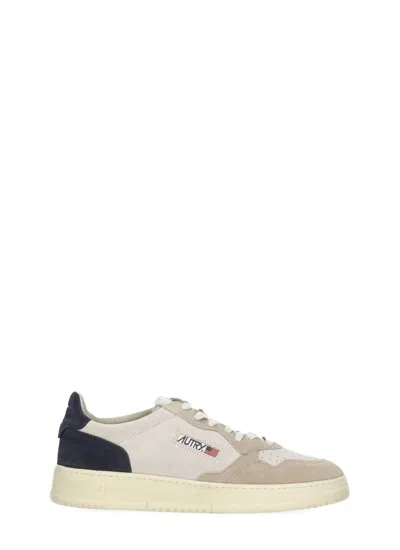 Autry Ivory Suede Leather Sneakers In Beige