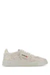 Autry Medalist Low Sneakers In Worn-out Effect Suede With Rhinestones In Neutral