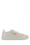Autry Medalist Low Sneakers In Worn-out Effect Suede With Rhinestones In White